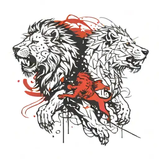 A Lannister Lion And Stark Wolf At Battle