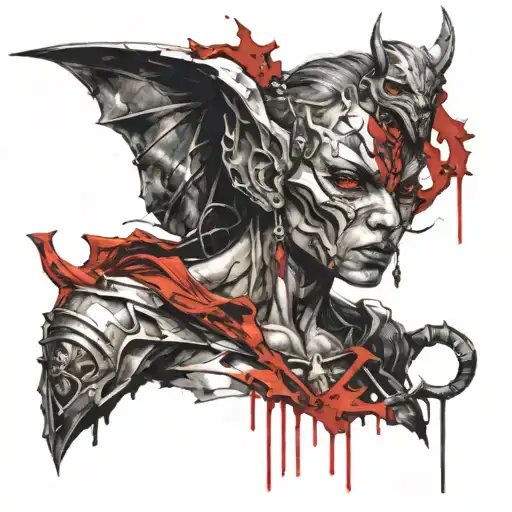 Female Gargoyle Warrior With Her Baby