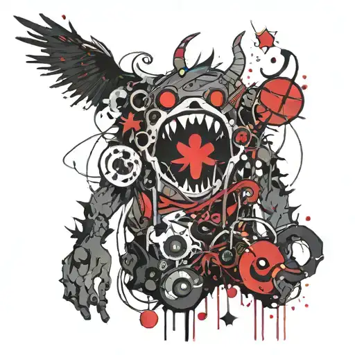 Monster Inspired Anime Character Holding Gaming Symbols Incorporated