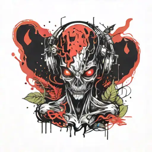 A Sketch Style Tattoo Of A Mysterious Extraterrestrial Being Communicating With Nature