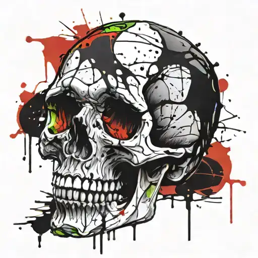 Skull No Jaw With Paint Drips