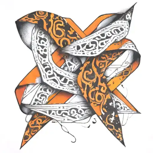 Orange And White Cancer Ribbon