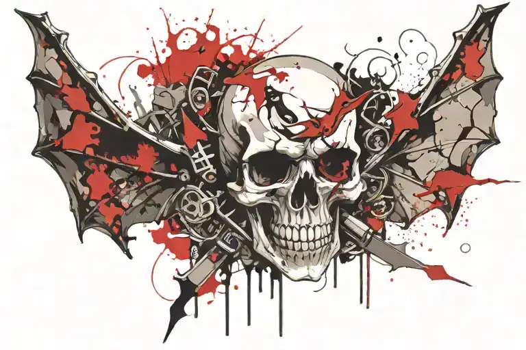 Pirate Skull With Bat Wings