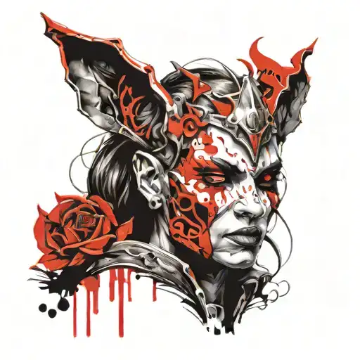 Female Gargoyle Warrior With Her Baby