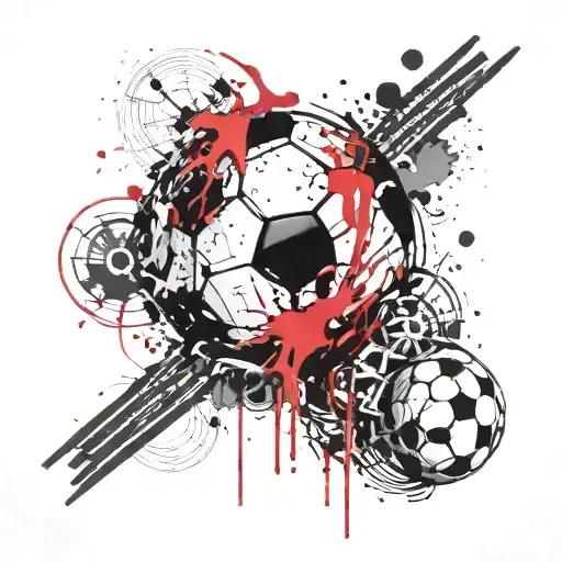 A Minimalist Tattoo Design Of A Soccer Ball With Musical Notes Floating Around It