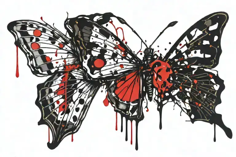 Melting Butterfly With Self Harm Survival Symbol Intertwined