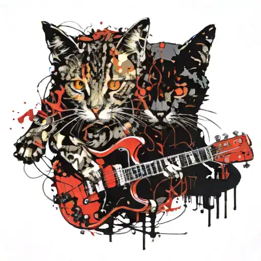 Cat And Dog With Guitar