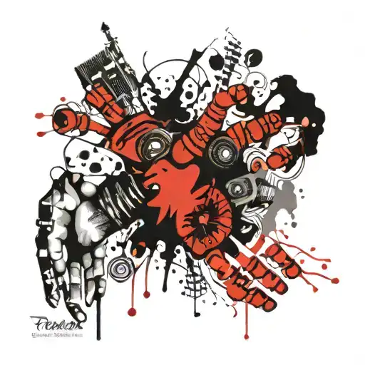 An Abstract Tattoo Design Of Hands-on Work And Tinkering With A Touch Of Artistic Flair