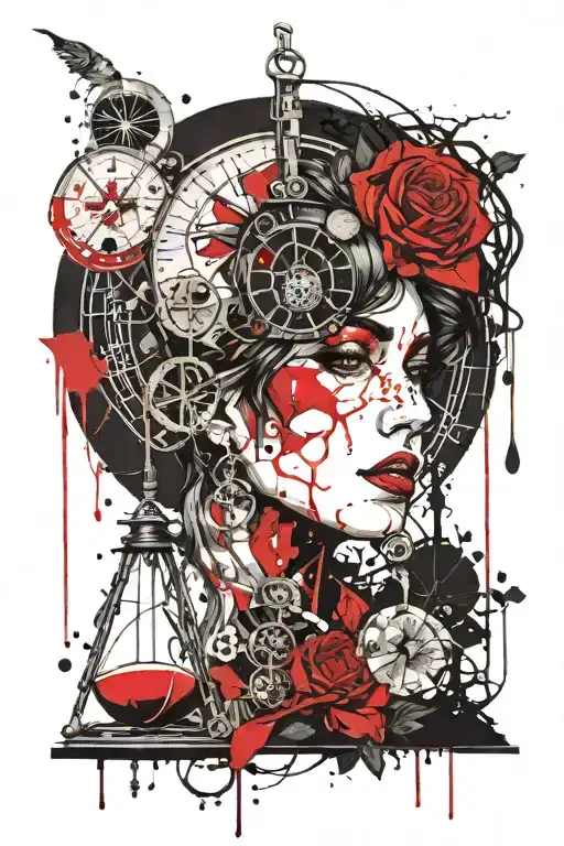 Penelope Intertwined With Hourglass And Moon Phases