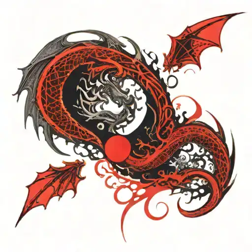 Dragons Interwined To Make A Yin Yang Symbol