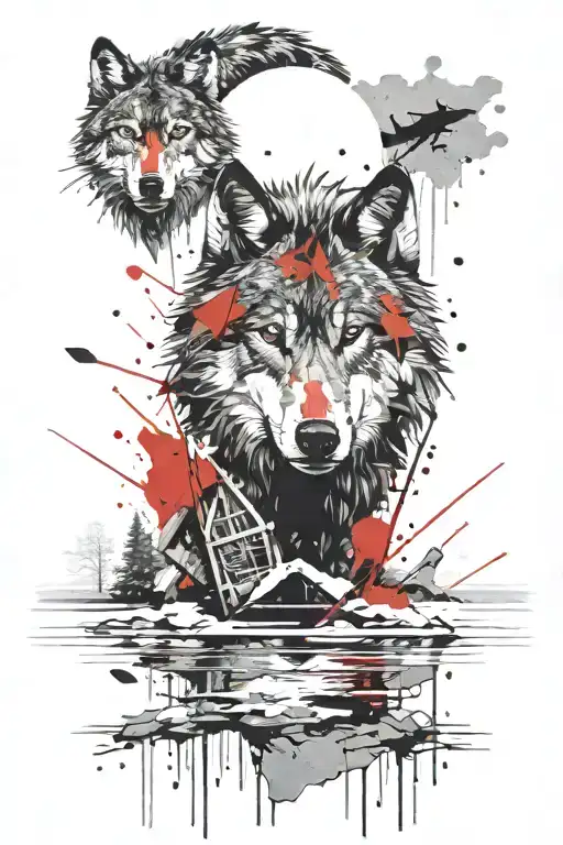 Wolf Winter Lake Infront