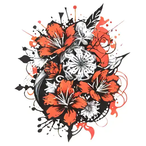 Male Tattoo Of Flowers