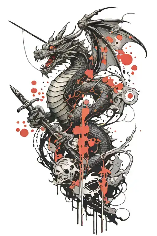 A Dragon Holding A Paintbrush And Palette In A Traditional Japanese Art Style