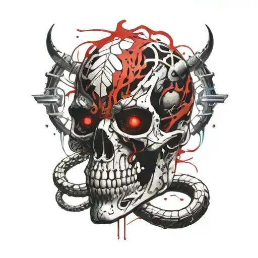 Red Skull With Cobra