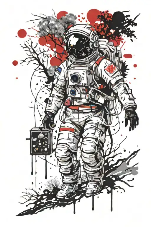 Astronaut And Tree Silhouette