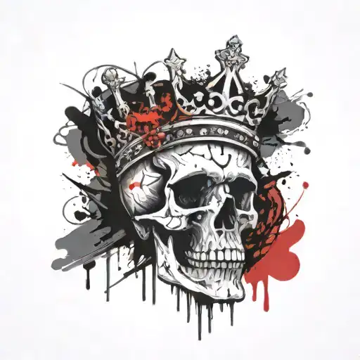 Skull With Crown Written In A Band Even Kings Die