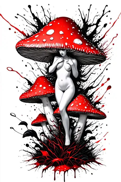 Nude Fairy On A Mushroom Forest
