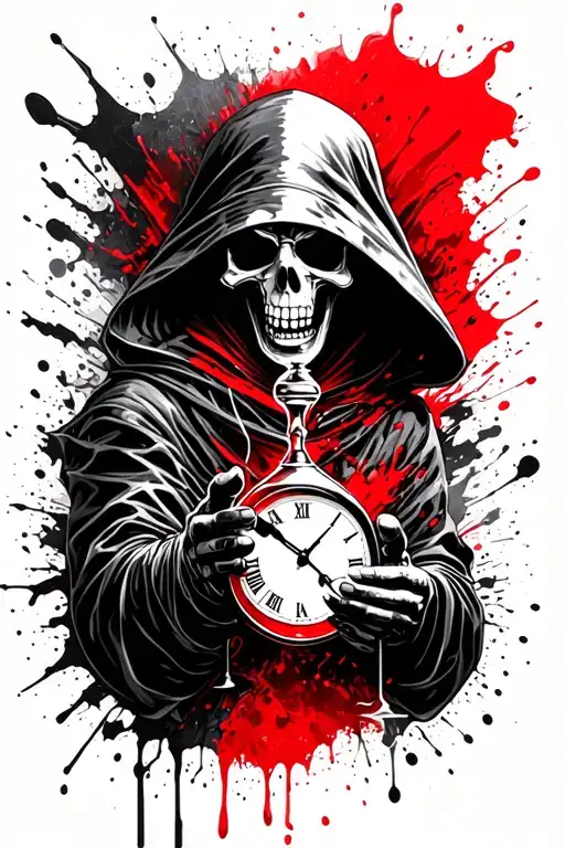 Reaper Holding A Broken Hour Glass