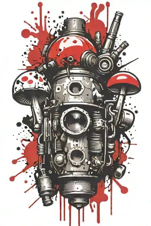 Grenade And Mushroom Combined Together Symbolizing