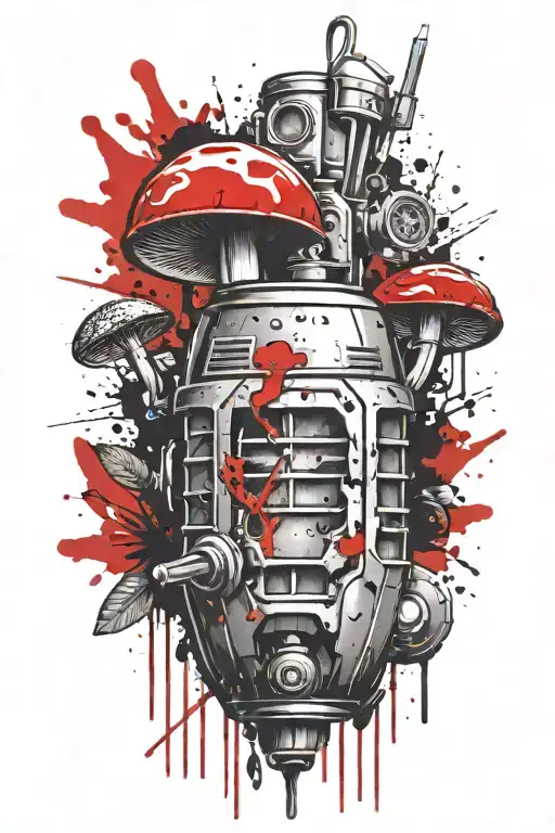 Grenade And Mushroom Combined Together Symbolizing