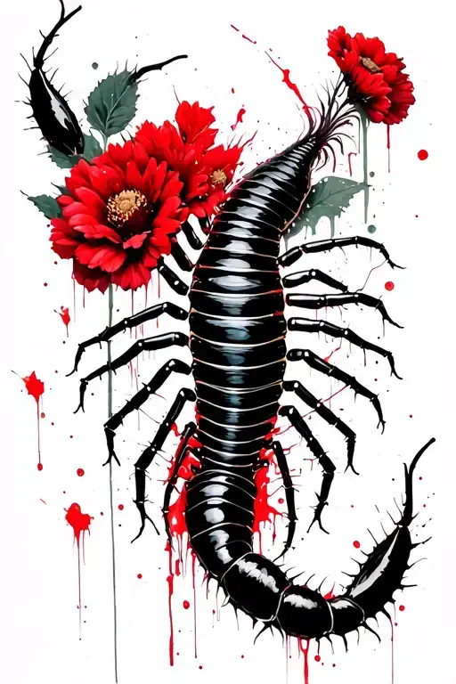 Japanses Gothic Centipede With Wilting Flowers