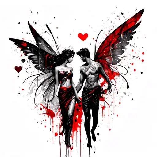 Fairy Woman And Male Angel Together Representing The Client's Love