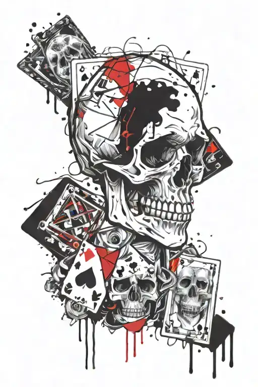 Skull And Cards Arranged