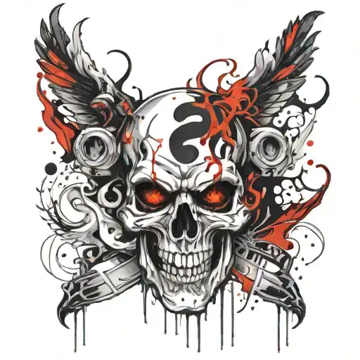 Clown Skull Flame Devil Wings