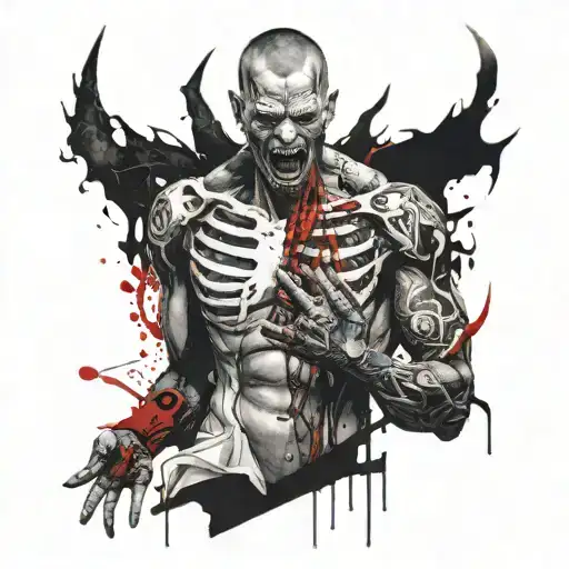 The Demon Smiles And Crawls Out Of The Chest