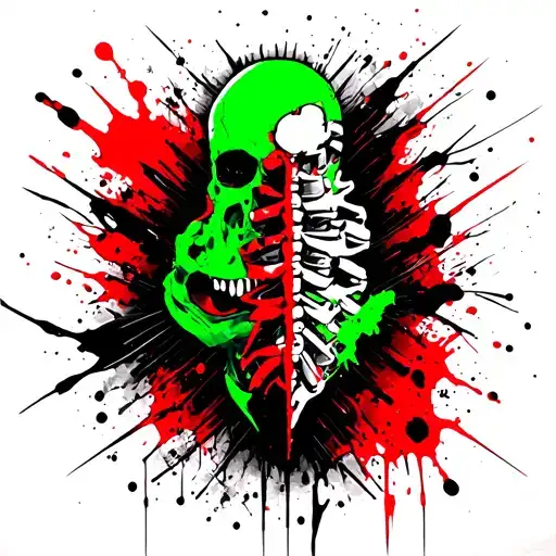 David Martinez Sandevistan Spine Tattoo Design Green And Black