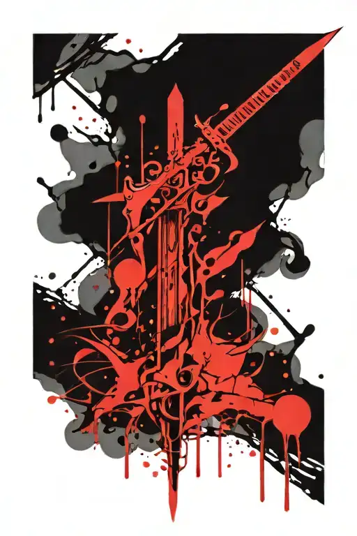 Semicolon With Broadsword Using Red Ink