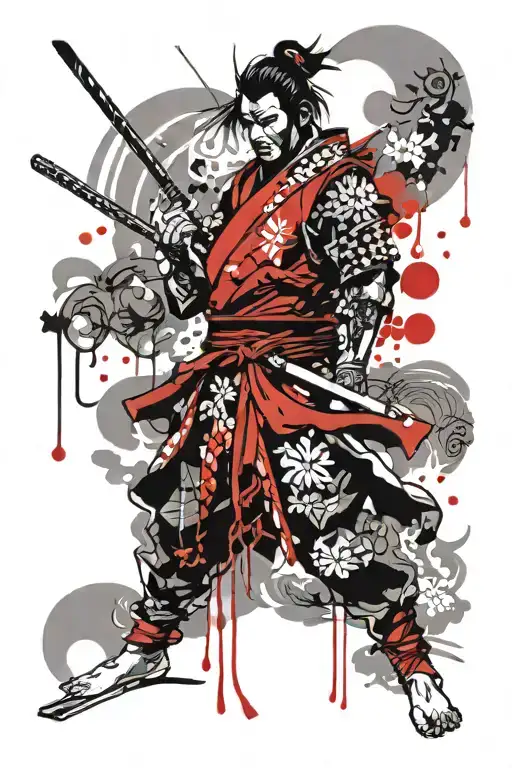 Samurai With Katana No Armor Holding