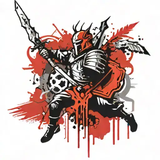 A Mythical Forest Creature Wielding A Sword And Shield In A Battle Scene