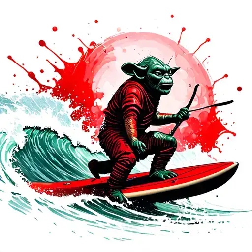 Tyoda Riding On A Surfboard On The Ocean Waves