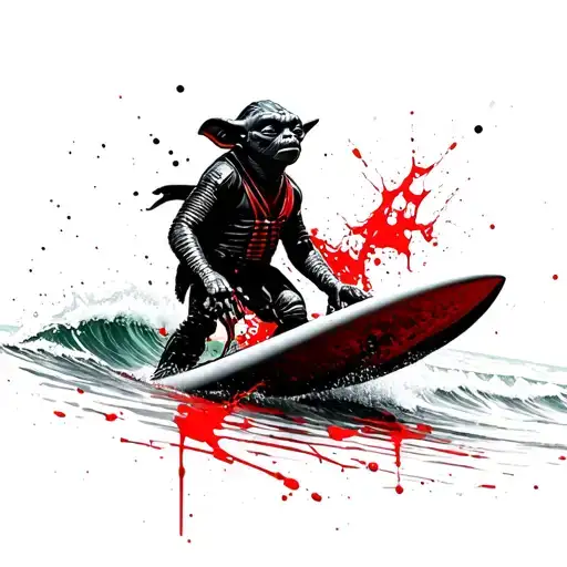 Tyoda Riding On A Surfboard On The Ocean Waves