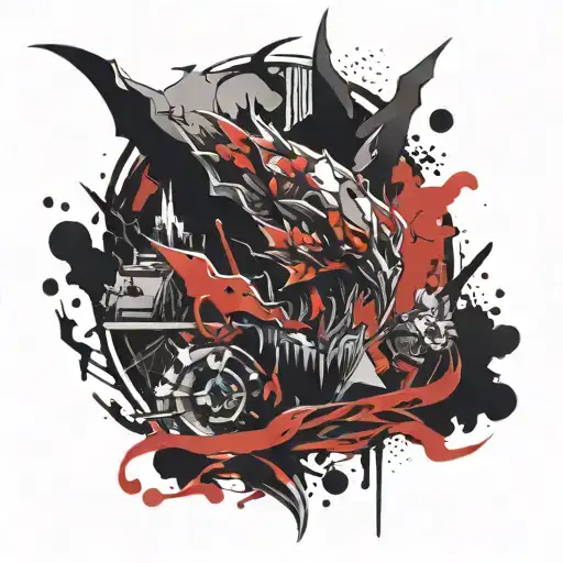 Yveltal Black And Red Simple-realistic