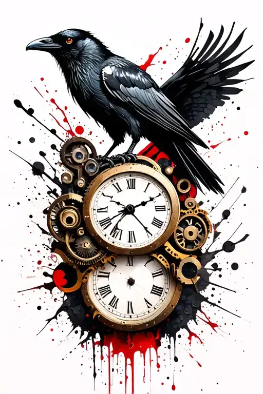 Steampunk Raven On Clock