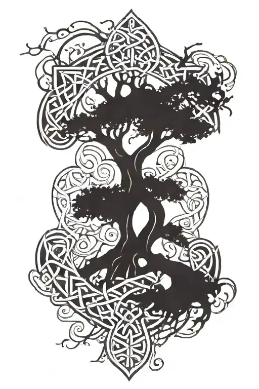 Celtic Cross Tree Of Life Intertwined