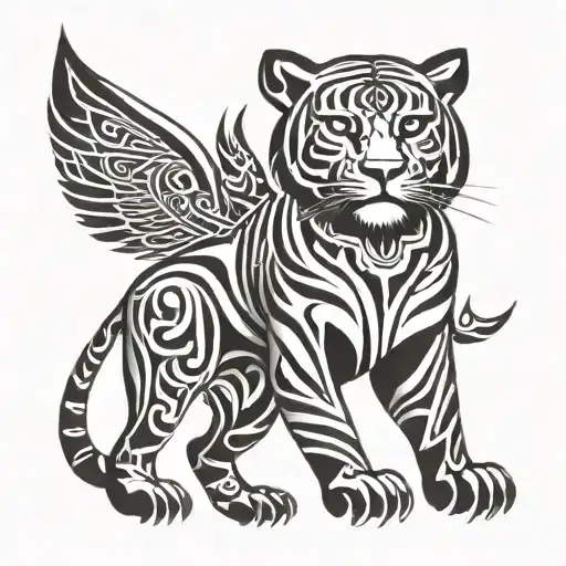 A Tiger Maori Design Morphy Into A Angel