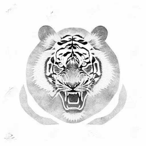 Chinese Zodiac Tiger With Nymphaea Pubescens