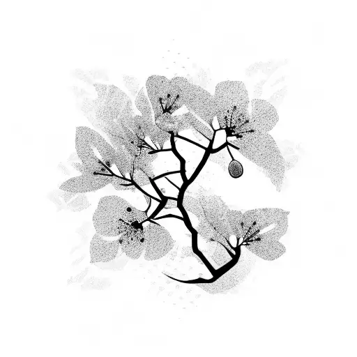 Sword And Cherry Blossom Tree