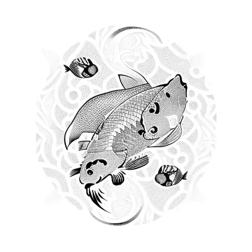 Koi Pond With Fish Surrounded By Flowers