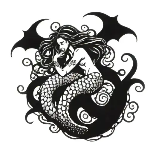 Mermaid Guarded By Octopus Wrapping Its Tentacles