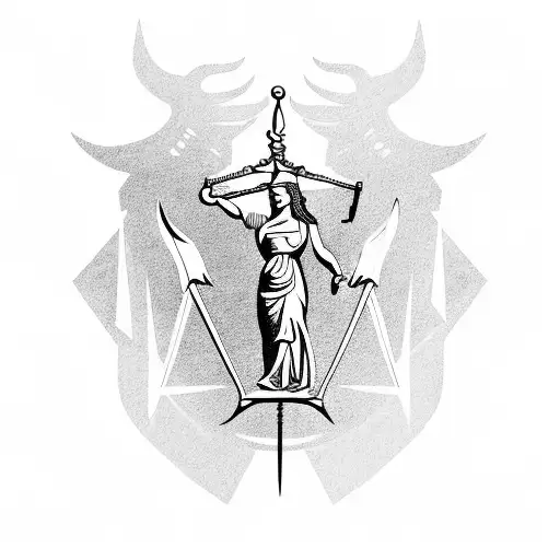 Lady Justice As Caduceus And Sword