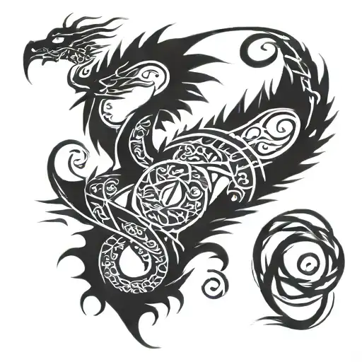 Incorporate Intricate Tribal Patterns Into A Dragon And Serpent Themed Full Back