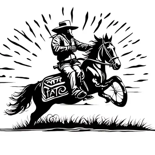 Cowboy Riding In Sunset