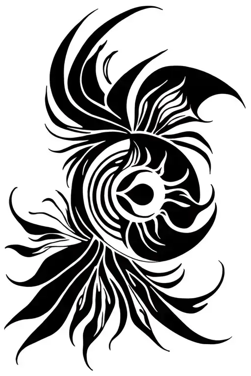 Siamese Fighting Fish That Represent The Sun And Moon
