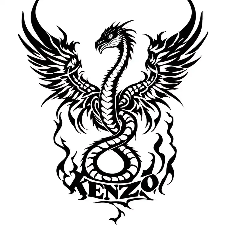 Cobra Phoenix Rising From The Ashes With The Name Kenzo Below