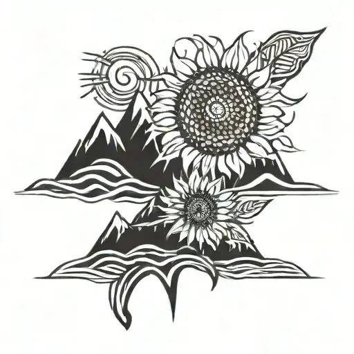 Mountains With Sunflower