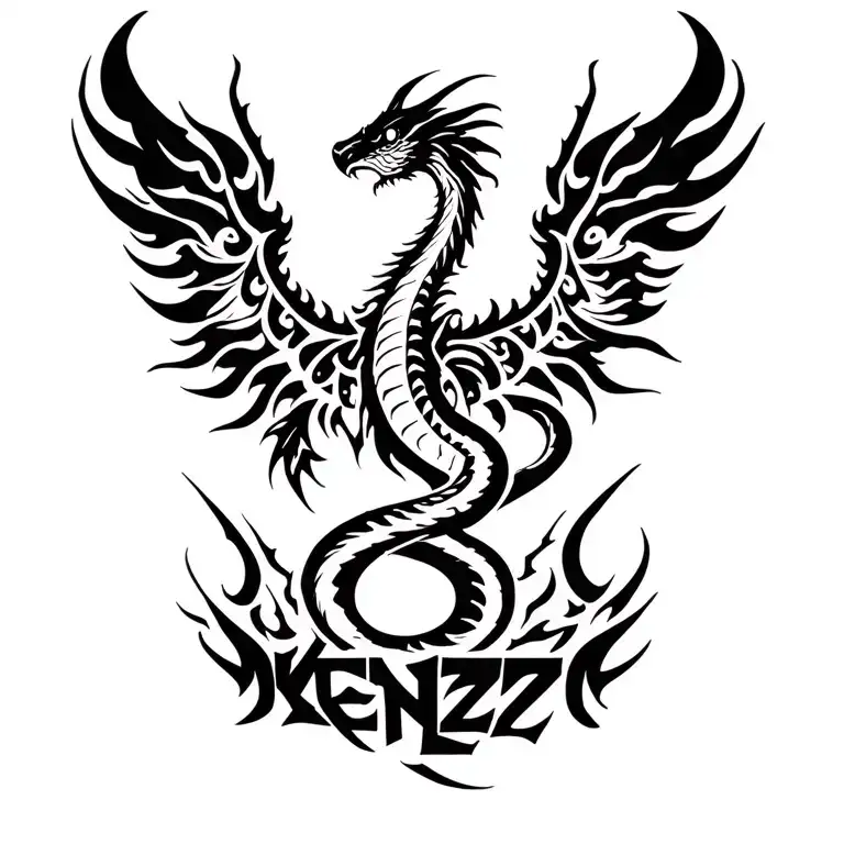 Cobra Phoenix Rising From The Ashes With The Name Kenzo Below